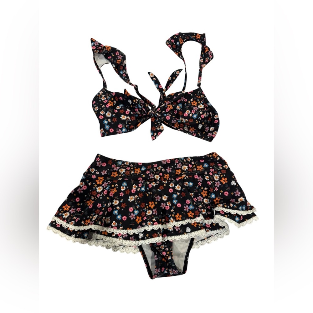 Source Unknown‎ Floral Black Bikini Set